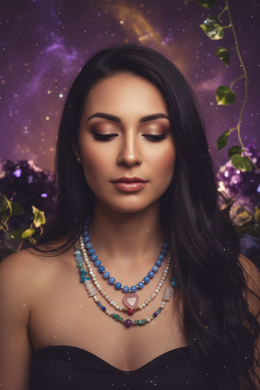 Kobieta z naszyjnikiem zodiakalnym